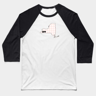 USA States: New York (pink plaid) Baseball T-Shirt